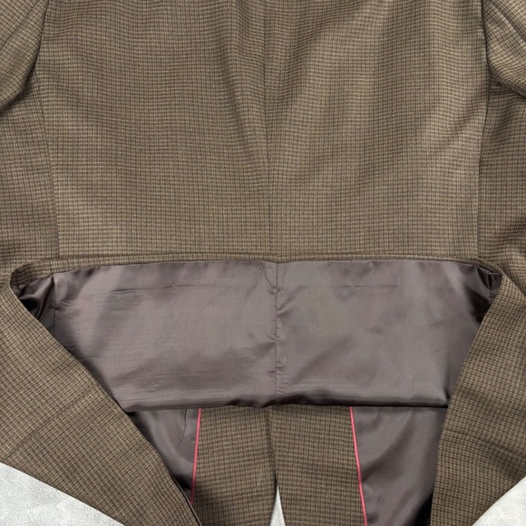 Alexander Lloyd Mens Brown Houndstooth Worsted Wool Blend Blazer Jacket Size 54L - Picture 9 of 13